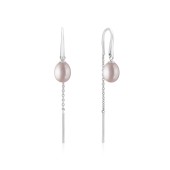 Cercei lungi cu lant si perle naturale roz pudra din argint DiAmanti SK23109E_L-G